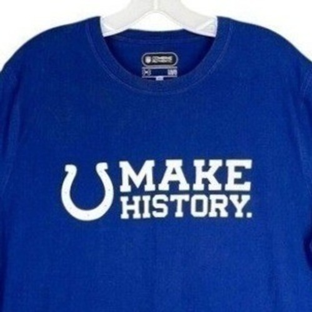 Indianapolis Colts Under Armour T-Shirt Mens L Blue Make History NFL Combine